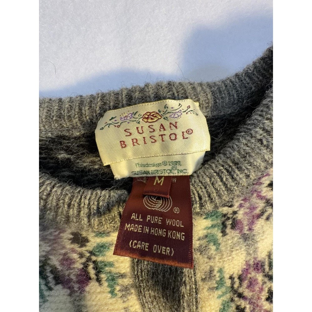 Vintage Susan Bristol Wool Cardigan Sweater M Fair Isle Western Cottagecore - Picture 3 of 7